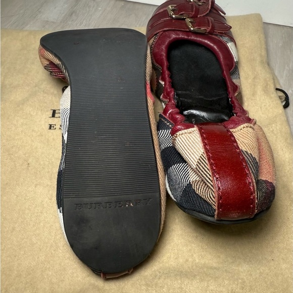BURBERRY Bridle Housecheck Falcony Ballet Flat Leather Canvas  35 US 4-4.5 - Picture 5 of 11